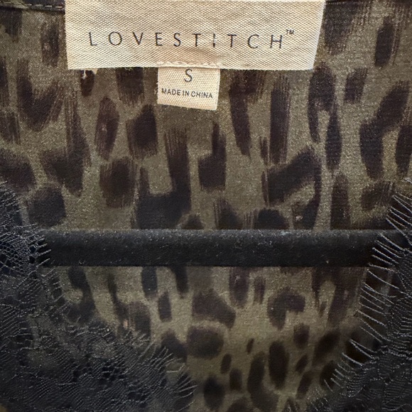 Lovestitch Leopard Print Blouse with Black Lace Small - Picture 3 of 5